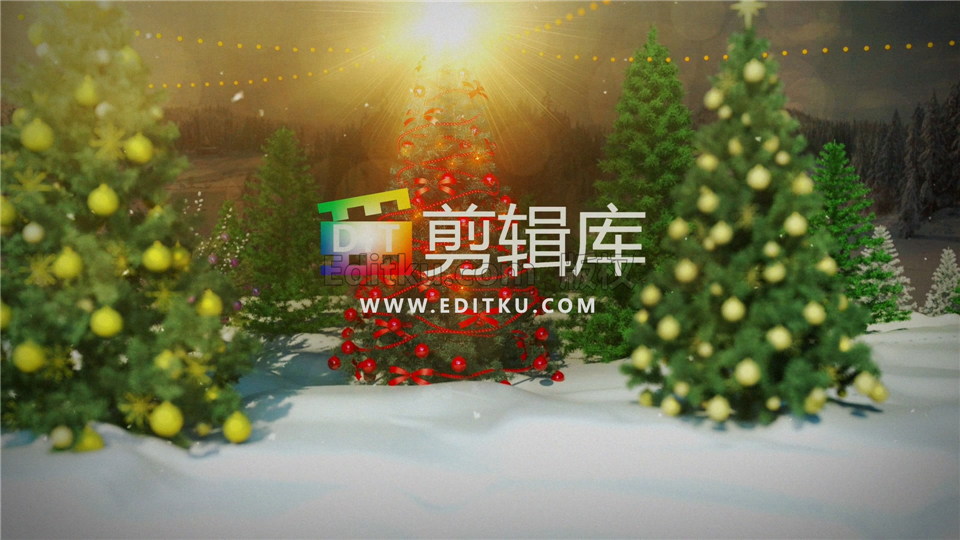 AE模板制作三维圣诞树雪地灯光Christmas节日LOGO视频片头_第4张图片_AE模板库