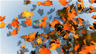 中文AE模板制作吹散枫叶动画展示LOGO效果秋季视频片头