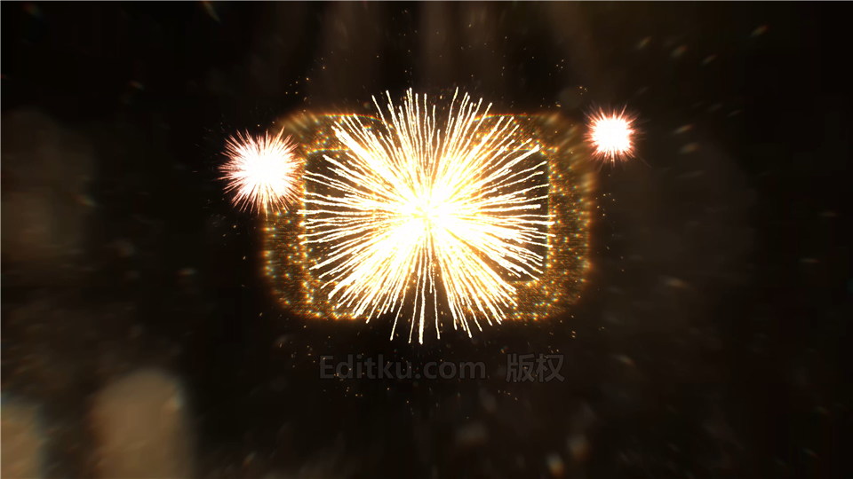 中文AE模板金色闪闪发光喜庆烟花绽放粒子秒倒计时庆祝新年片头视频制作_第2张图片_AE模板库