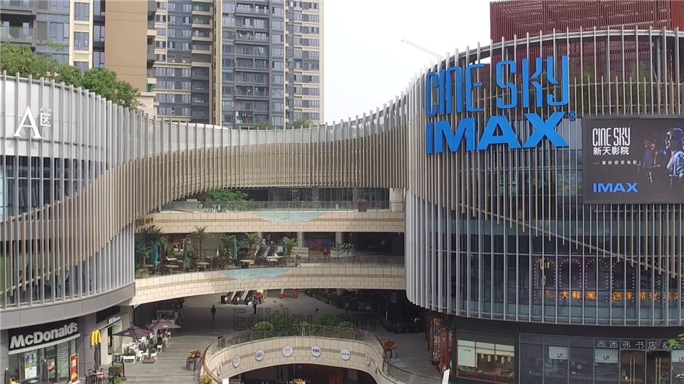 深圳市体验式商业综合体壹方天地广场外围航拍实拍视频素材