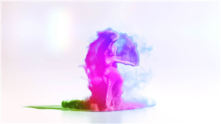 中文AE模板缤纷多彩梦幻粒子烟雾动感舞蹈者演绎标志动画