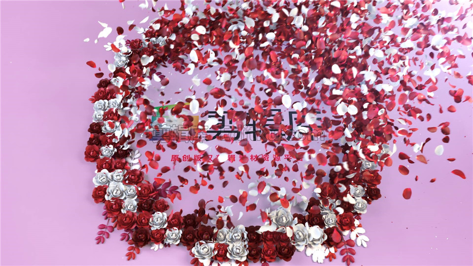 AE模板制作烂漫绚丽玫瑰花瓣七夕情人节婚礼LOGO演绎动画视频_第3张图片_AE模板库