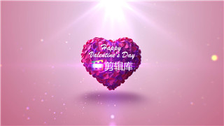 中文AE模板浪漫七夕情人节密集爱心飞舞汇聚心形标志片头动画