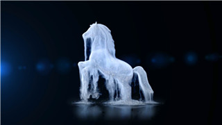 中文AE模板震撼梦幻粒子白色烟雾冰雕马匹融化LOGO演绎动画