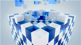AE模板制作三维科技感魔方块汇聚动画标志演绎视频颜色可更改
