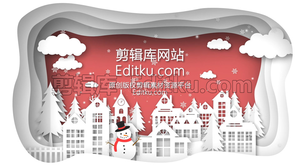 中文AE模板圣诞节麋鹿拉雪车飞天雪花飞舞飘散先露出logo演绎_第4张图片_AE模板库