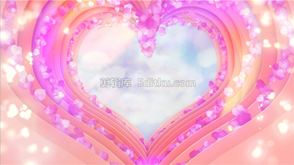 原创AE模板温馨浪漫粉色爱心层叠空间中气球上升情人节片头动画_第1张图片_AE模板库