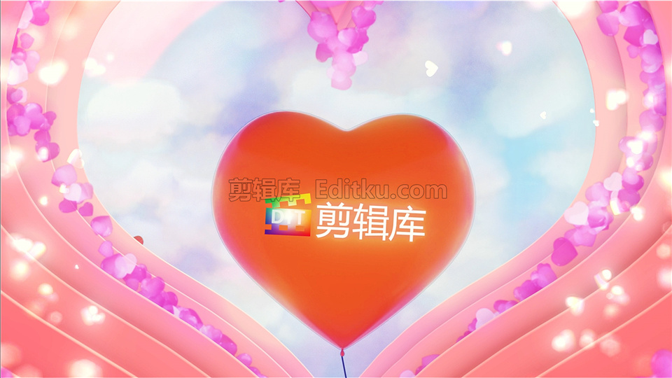 原创AE模板温馨浪漫粉色爱心层叠空间中气球上升情人节片头动画_第3张图片_AE模板库
