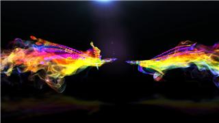 凤凰两侧展翅飞舞汇聚炫彩粒子LOGO揭示动画AE模板