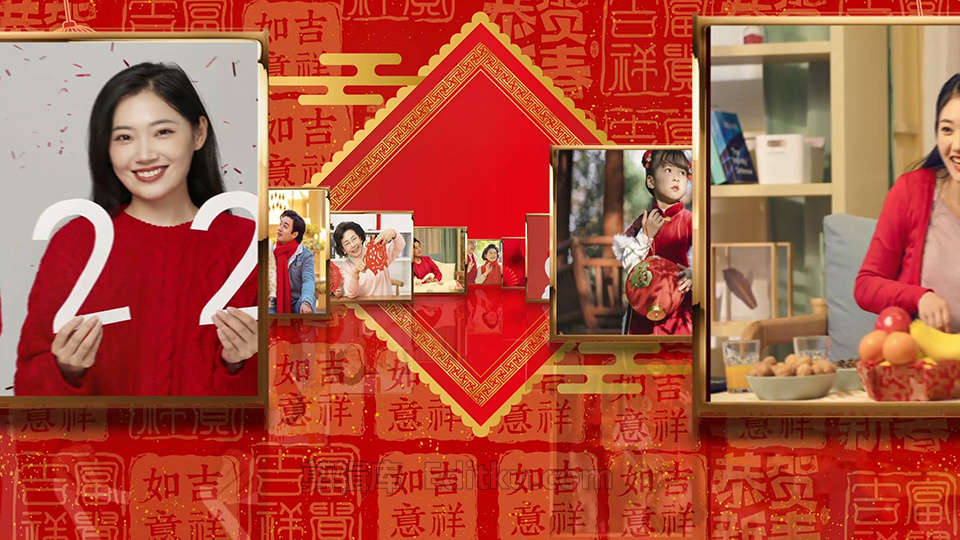中文AE模板2022金虎春节祝福中国新春照片幻灯片动画_第3张图片_AE模板库