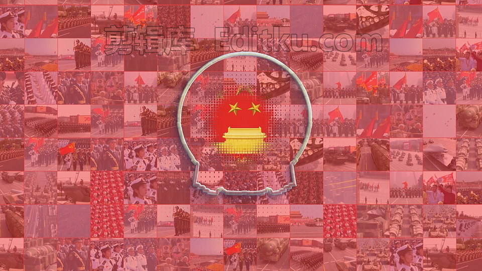 照片视频墙红色大气2022年国庆视频片头中文AE模板_第3张图片_AE模板库