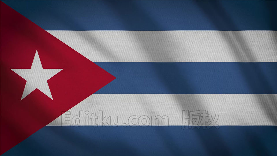 古巴国旗纺织布动态效果4K分辨率LED背景视频素材 第1张