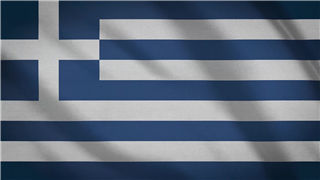 希腊国旗LED屏幕背景视频素材4K分辨率动态纺织布纹理