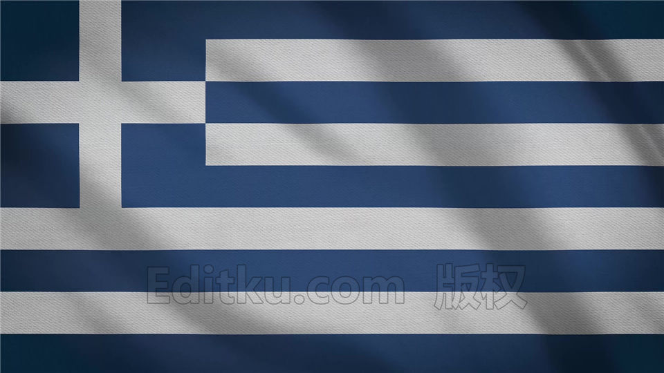 希腊国旗LED屏幕背景视频素材4K分辨率动态纺织布纹理 第1张