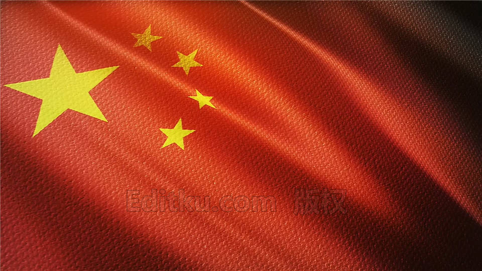 布条纹动态中国国旗动画五星红旗效果背景视频素材 剪辑库视频素材下载