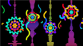 波动音频花型可视化炫彩音乐比赛屏幕VJ素材运动图形