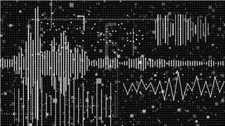 音频三维可视化黑白色波线自由活动VJ素材演出银屏背景