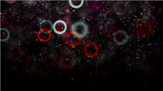 夜空闪烁迷离彩色LED圆圈粒子动态酒吧抒情舞台4k背景视频