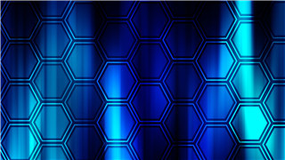蓝色大气六边形图案动态LED背景墙VJ夜店狂欢舞会上升视频素材