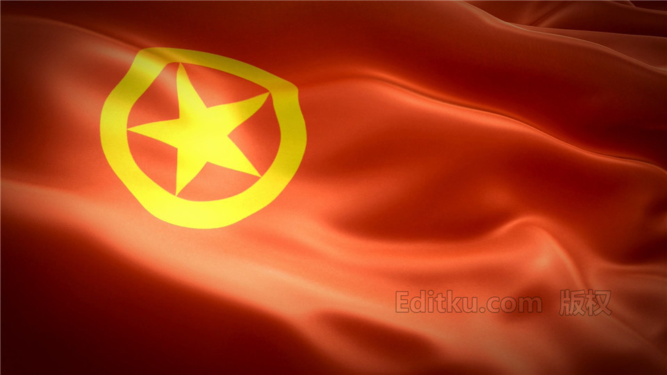 中国共青团团旗团徽飘扬丝绸布料宣传团委活动LED背景素材 第1张