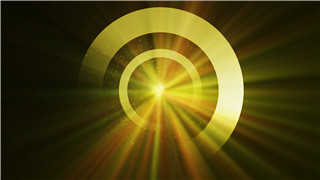 耀眼中心发射光芒与圆环粒子元素转动漂亮黄色LED背景素材