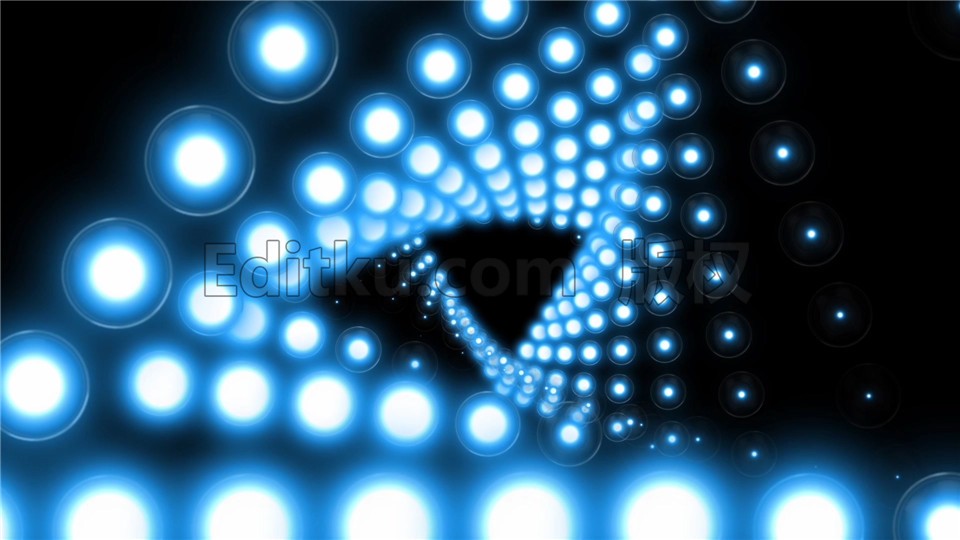 LED酒吧蓝色唯美光斑粒子三角形前进隧道穿梭VJ素材视频 第1张