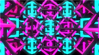 3D发光几何镂空方块节奏变换酒吧动感VJ素材LED背景视频
