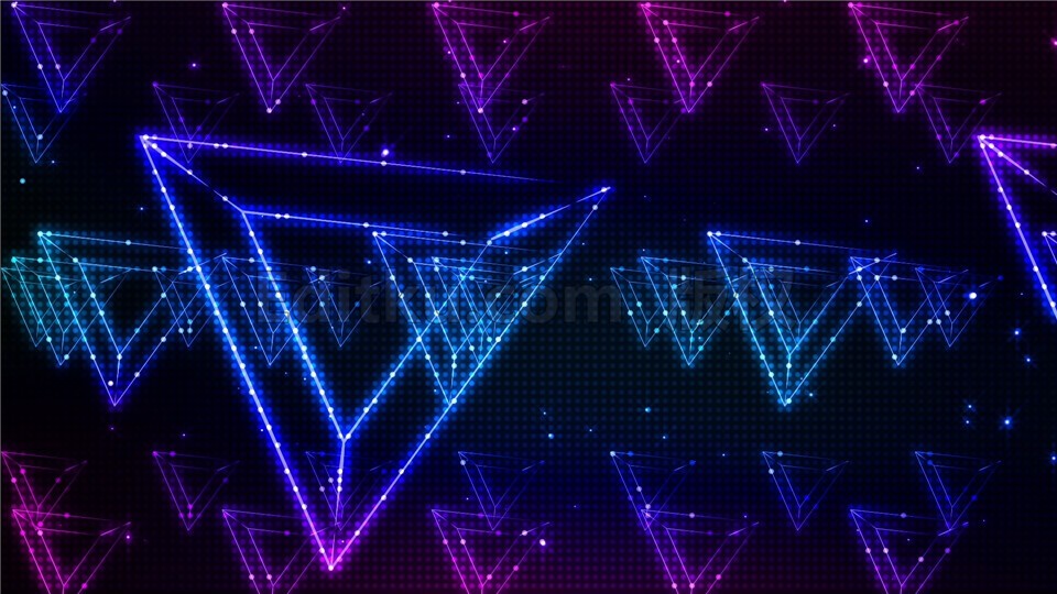 Led霓虹酷炫炫彩渐变立体三角夜场晚会演艺滑动vj素材背景 剪辑库视频素材下载