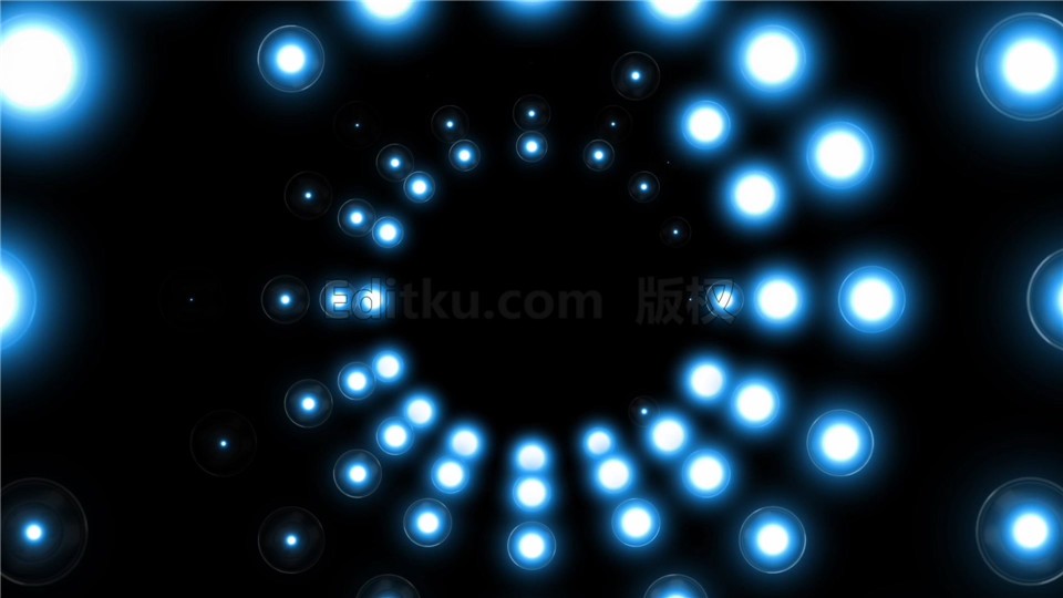 LED蓝色背景粒子光斑节奏闪动循环旋转穿梭VJ素材 第1张