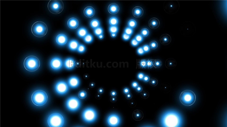 LED蓝色背景粒子光斑节奏闪动循环旋转穿梭VJ素材 第4张