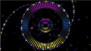 LED霓虹灯彩色圆环光斑空间推进粒子闪烁循环动态VJ素材