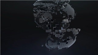 PR模板制作汇聚旋转三维方块世界地球LOGO动画片头黑暗V2版