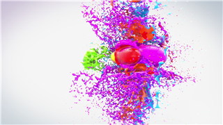 AE模板制作彩色水球碰撞水飞溅流体图形动画LOGO演绎片头视频