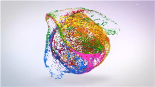 AE模板制作水球碰撞形成球飞溅彩色油漆流体动画LOGO视频片头