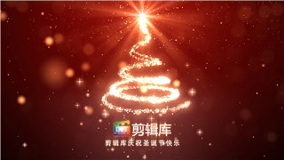 AE模板制作喜庆红色光线绘画圣诞树光效节日晚会LOGO片头视频