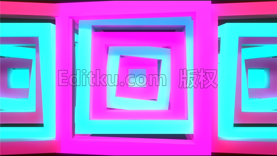 循环转动3D立体空间色块节奏变换VJ素材视频 第1张