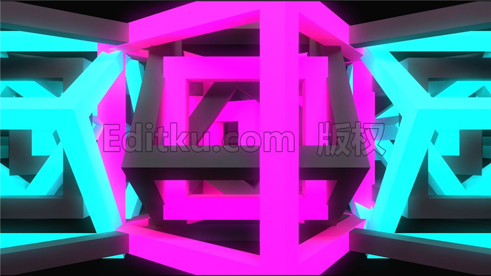 循环转动3D立体空间色块节奏变换VJ素材视频 第2张