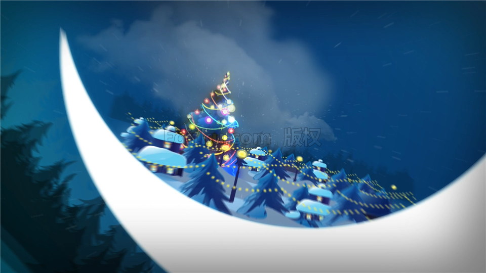 AE模板制作天上月亮中场景灯饰圣诞树节日片头视频动画效果_第2张图片_AE模板库