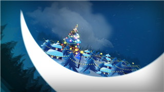 AE模板制作天上月亮中场景灯饰圣诞树节日片头视频动画效果