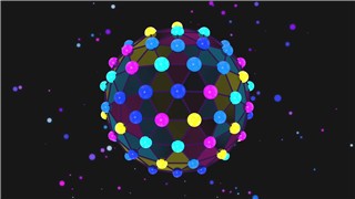 五彩球体粒子歌舞厅节奏LED霓虹灯旋转循环VJ素材