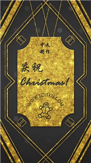 中文PR模板制作高贵优雅金色节日贺卡圣诞节快乐视频动画
