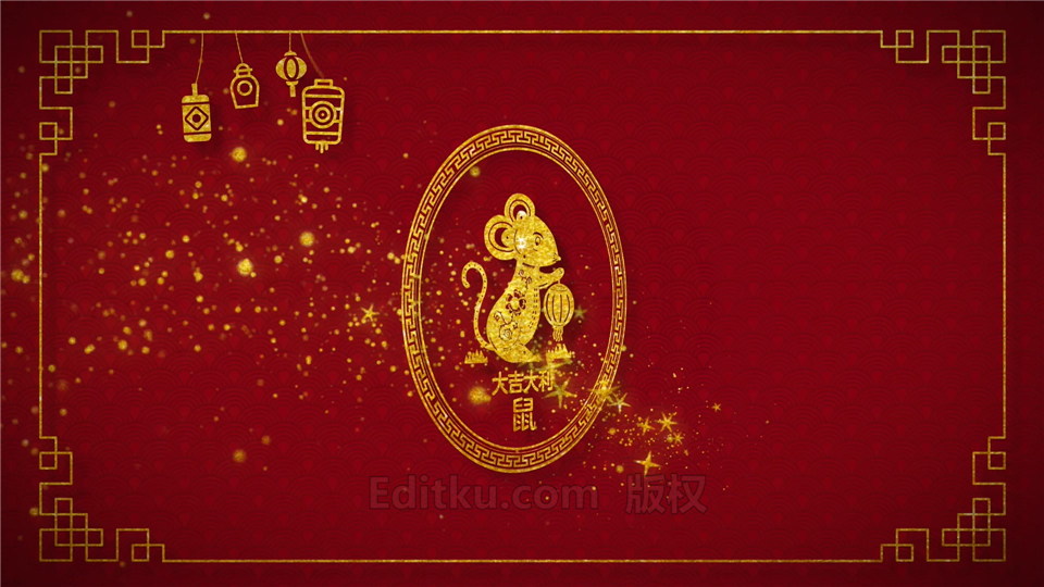 原创AE模板中国农历新年开场庆祝视频片头生肖剪纸图案动画 第2张