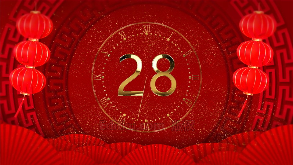 中文AE模板2020鼠新年倒数30秒倒计红色时喜庆祝福晚会视频片头 第1张