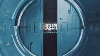 中文AE模板4K科幻工业隧道场景金属门打开展示LOGO动画