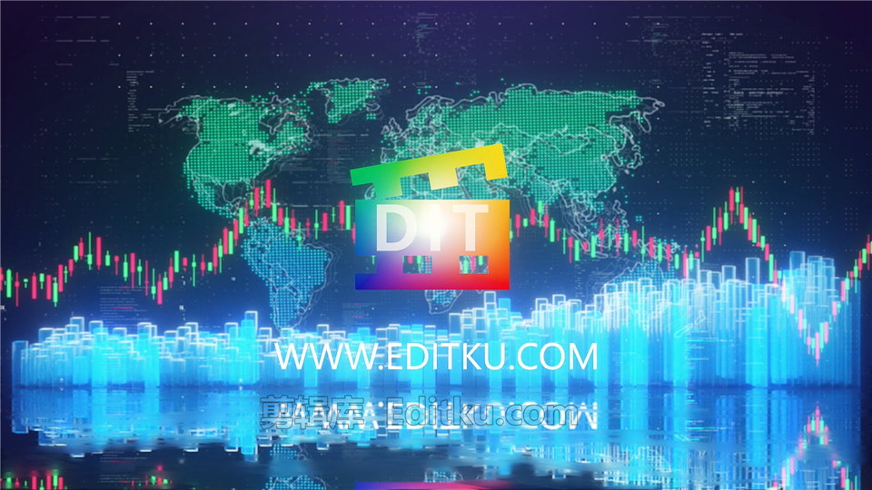 中文AE模板股票交易市场宣传片头科技信息图世界地图走势图 第4张