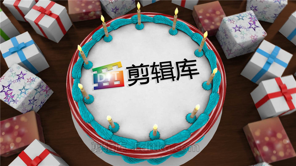 中文AE模板庆祝生日欢乐派对蜡烛奶油蛋糕礼物标志展示动画_第3张图片_AE模板库