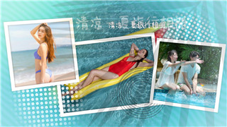 中文AE模板清凉夏季水上乐园性感比基尼旅行度假相册动画