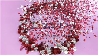 AE模板制作烂漫绚丽玫瑰花瓣七夕情人节婚礼LOGO演绎动画视频
