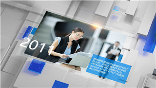 中文AE模板简洁企业发展历史时间线介绍三维图形商务图文幻灯片