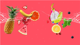 AE模板制作活力青春派新鲜水果喷溅水流特效LOGO演绎动画效果
